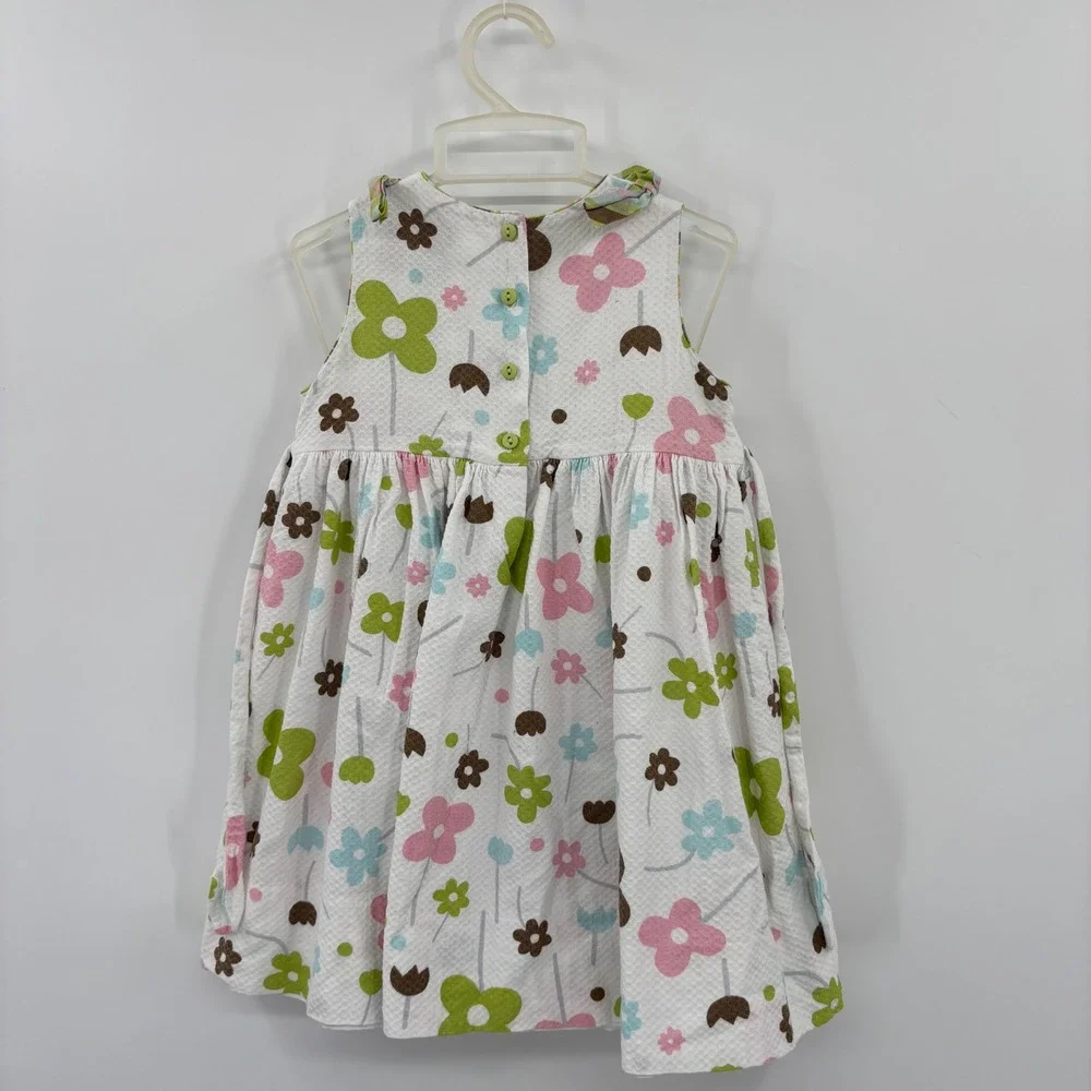 Sarah Louise Floral Dress Kids 2Y White Hand Embroidered Seersucker Easter Bows